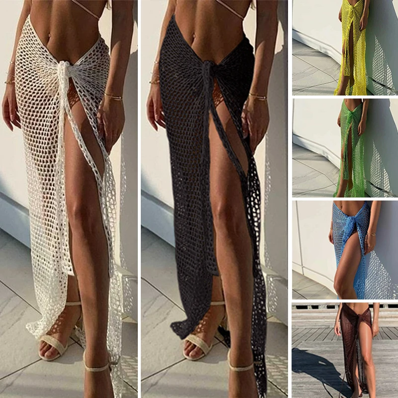 Cover Up Kaftan - BWQ-Tricô feminino Crochet Hollow Out Beach