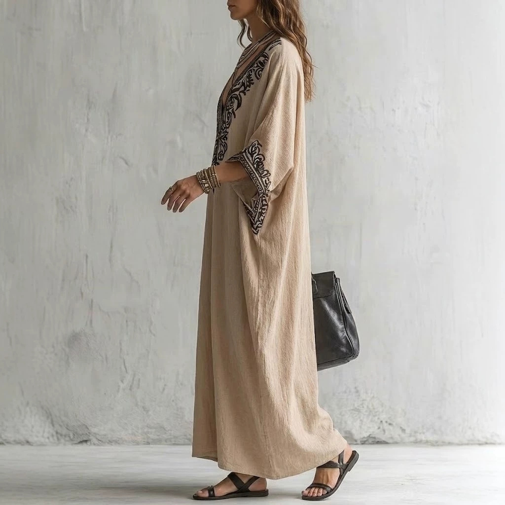 Vestido Maxi Kaftan Bordado Bo - Cover Up Kaftan avaliação e preço