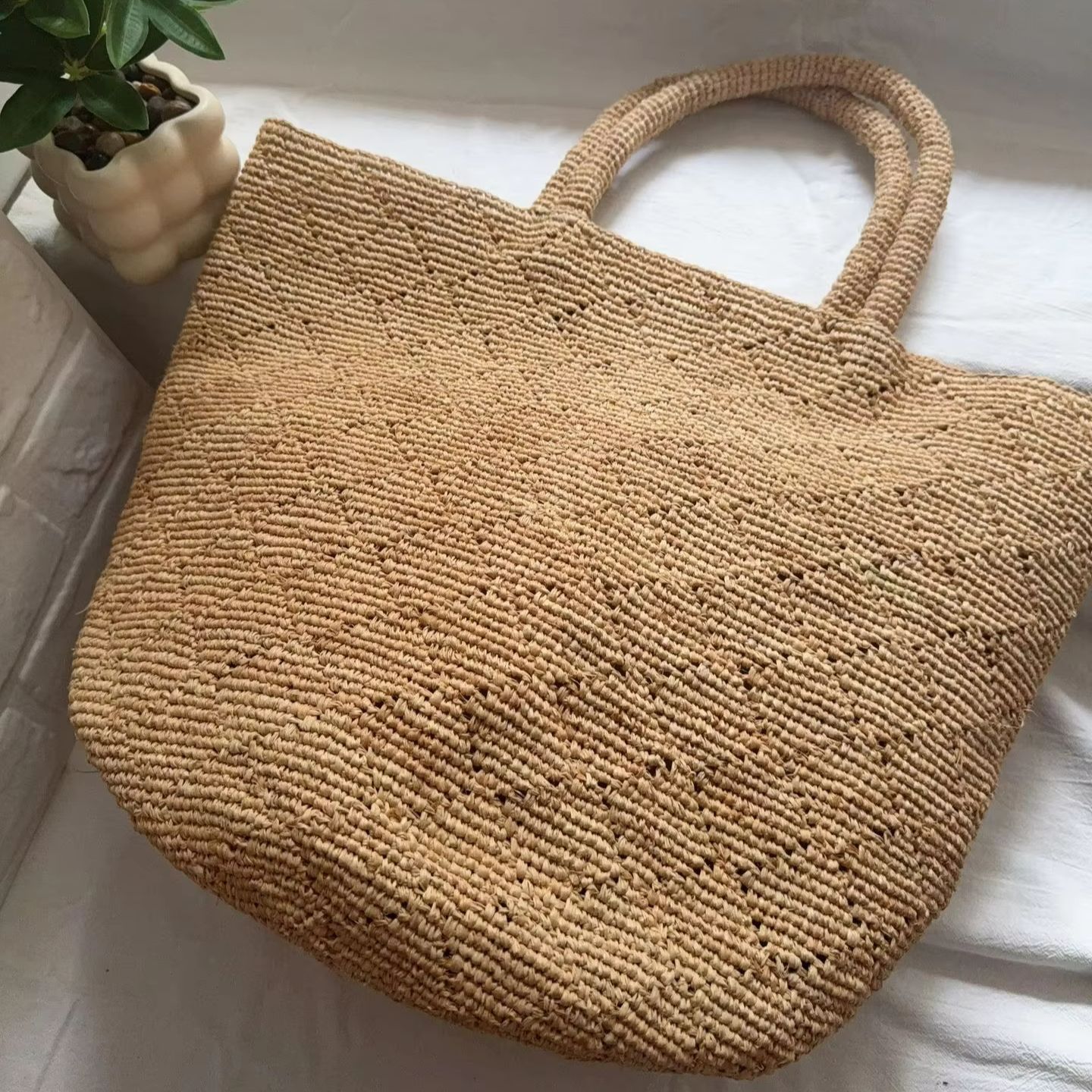 Bolsa de Praia Feminina de Cro - Crochet Bag Raffia avaliação e preço