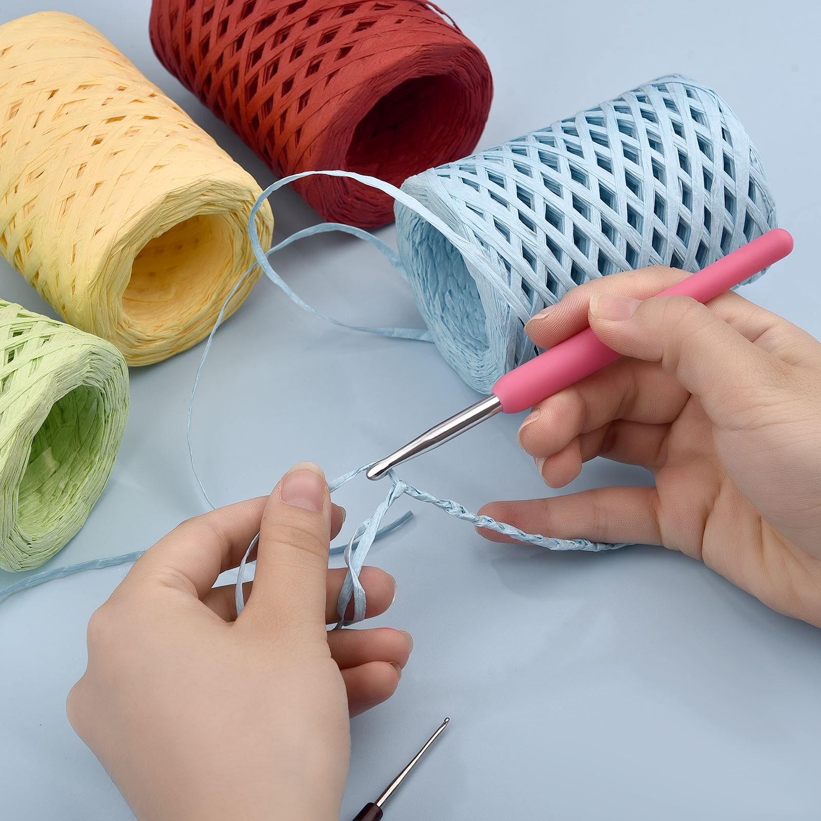 100m fio de palha de ráfia nat - Crochet Bag Raffia avaliação e preço